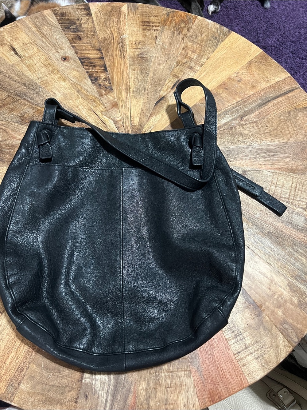 Lucky Brand  Classic Black Leather Hobo Bag